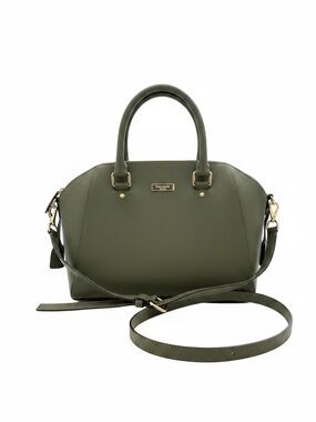 kate spade Dark Olive Saffiano Leather Satchel with Shoulder Strap